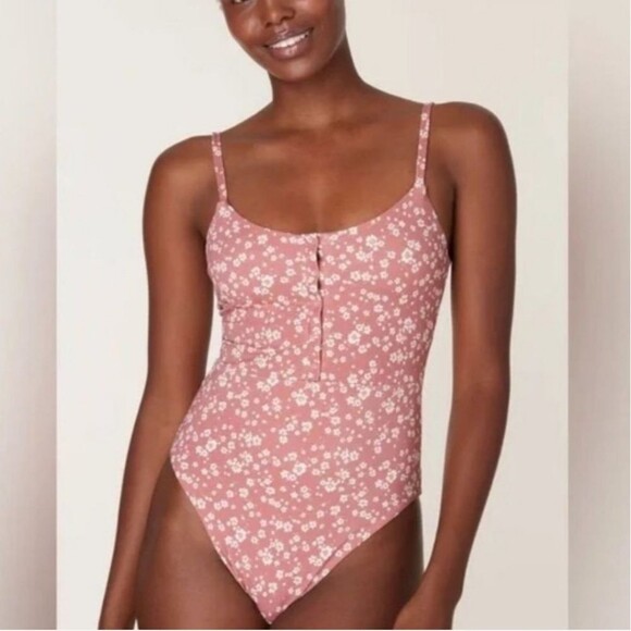 Andie The Snap One Piece  Swim Swimsuit Ditsy Floral Rose Bathing Suit xl FLAW - Picture 1 of 8
